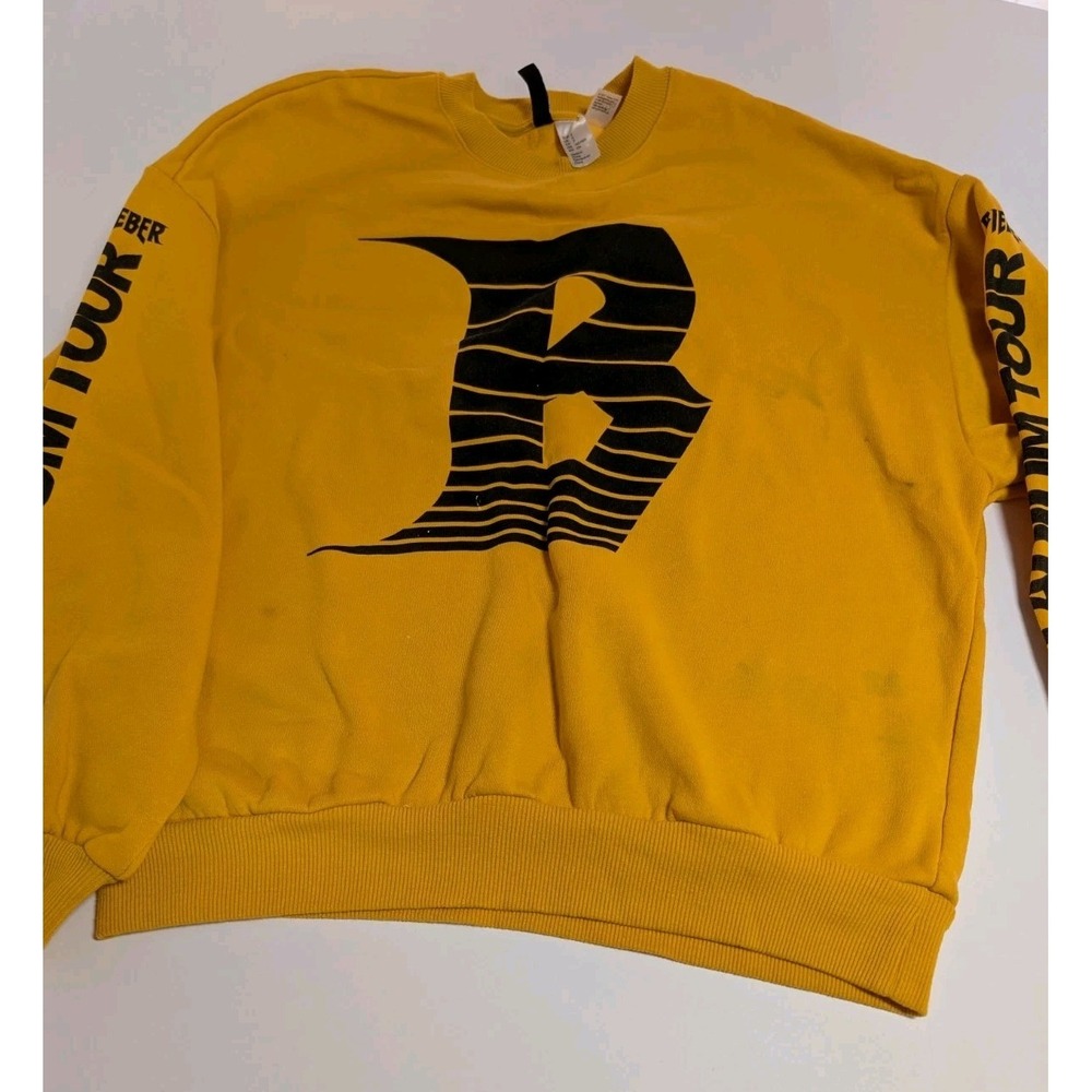 Justin Bieber 2017 Stadium Tour Yellow Sweatshirt Divided Womens Size Small